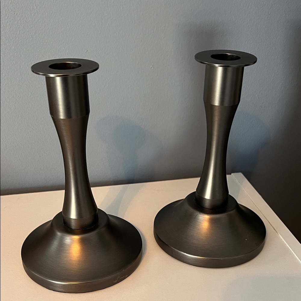 IKEA Pewter Color Candle Sticks